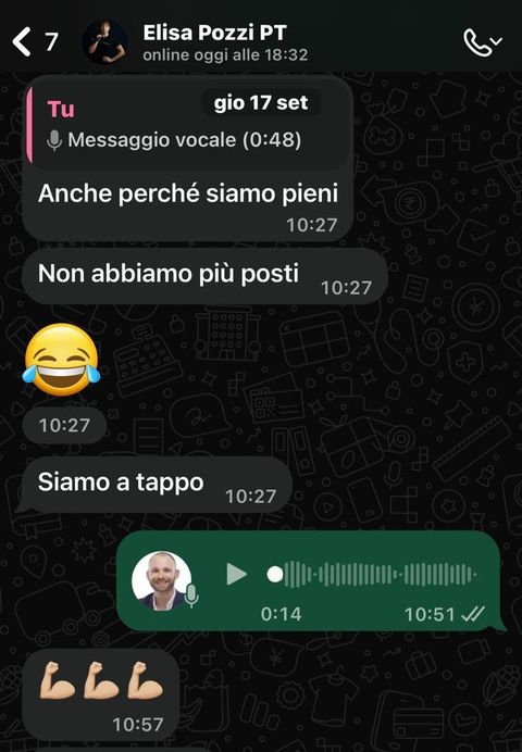 Chat del 17 settembre: Elisa scrive siamo pieni, non abbiamo più posti, siamo a tappo