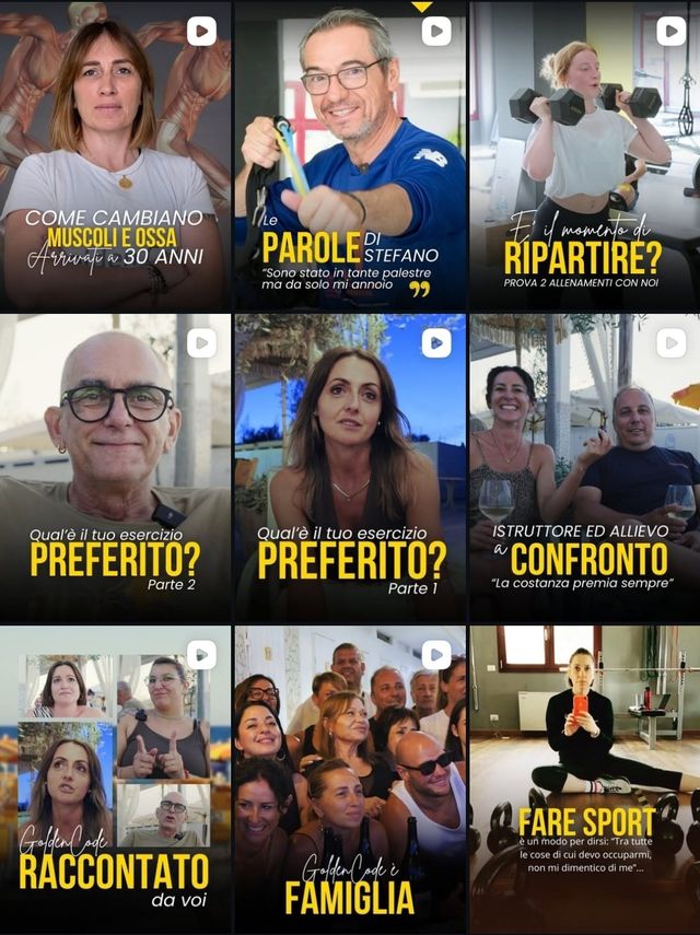 Griglia Instagram di Golden Code dopo il lavoro: copertine ordinate e coerenti